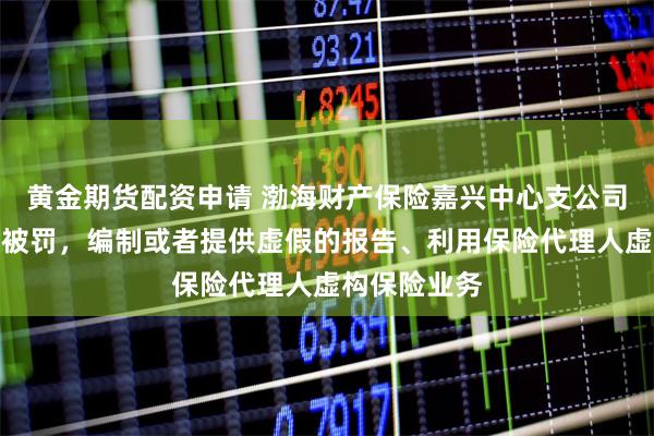 黄金期货配资申请 渤海财产保险嘉兴中心支公司及副总经理被罚，编制或者提供虚假的报告、利用保险代理人虚构保险业务