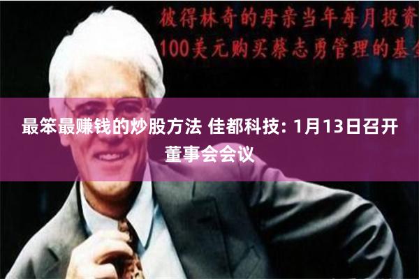 最笨最赚钱的炒股方法 佳都科技: 1月13日召开董事会会议